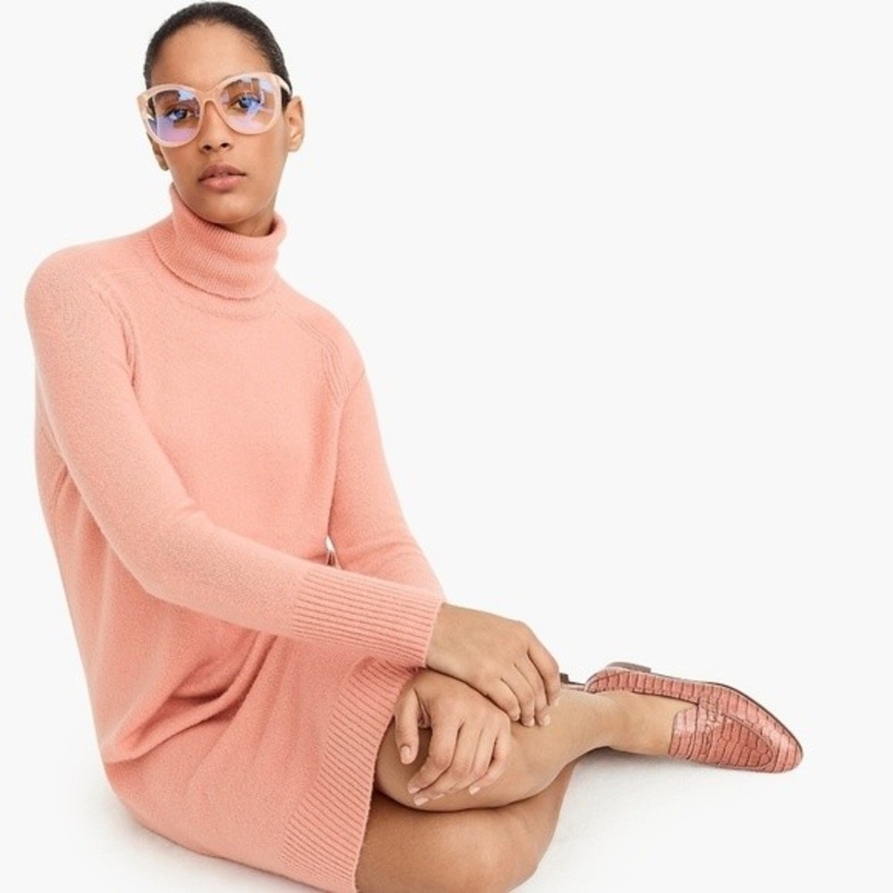 NWT J. Crew Seashell Pink Supersoft Yarn Turtleneck Dress S